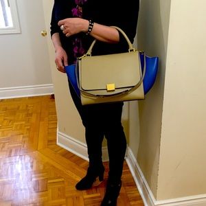 Céline Medium Trapeze - Blue and Beige
